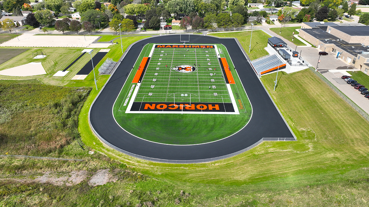 aerial view of horicon football field