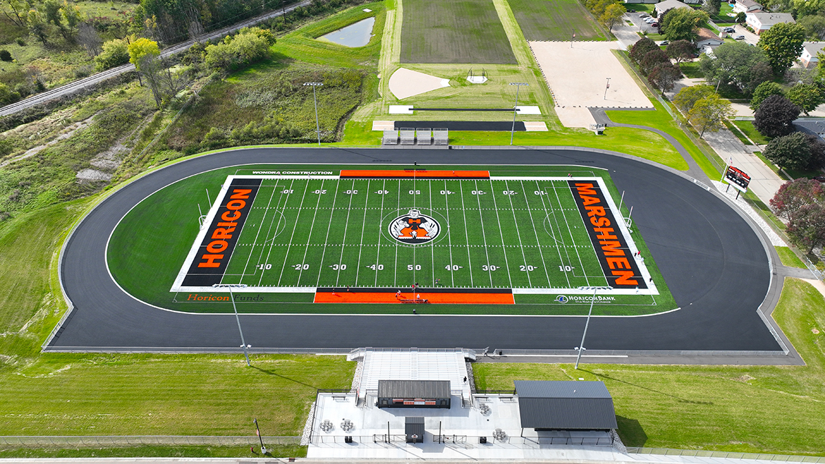 aerial view of horicon football field