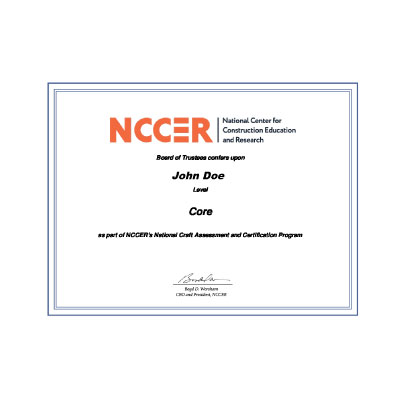 NCCER certificate